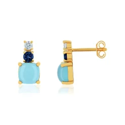 Boucles d'oreilles plaqué or agates zirconias