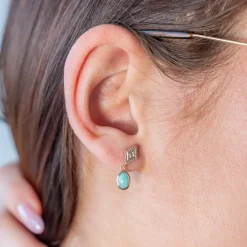 Boucles d'oreilles plaqué or amazonites