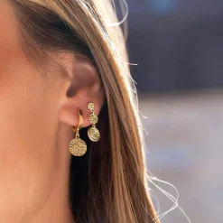 Boucles d'oreilles plaqué or effet feuille d'or
