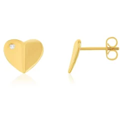 Boucles d'oreilles plaqué or jaune coeur et zirconias