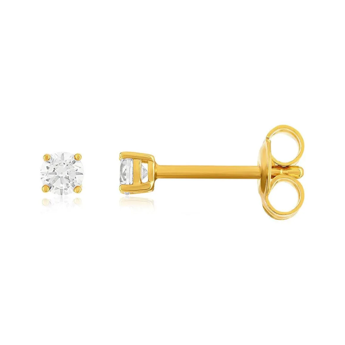 Boucles d'oreilles plaqué or jaune zirconias serti 4 griffes