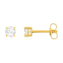 Boucles d'oreilles plaqué or jaune zirconias serti 4 griffes