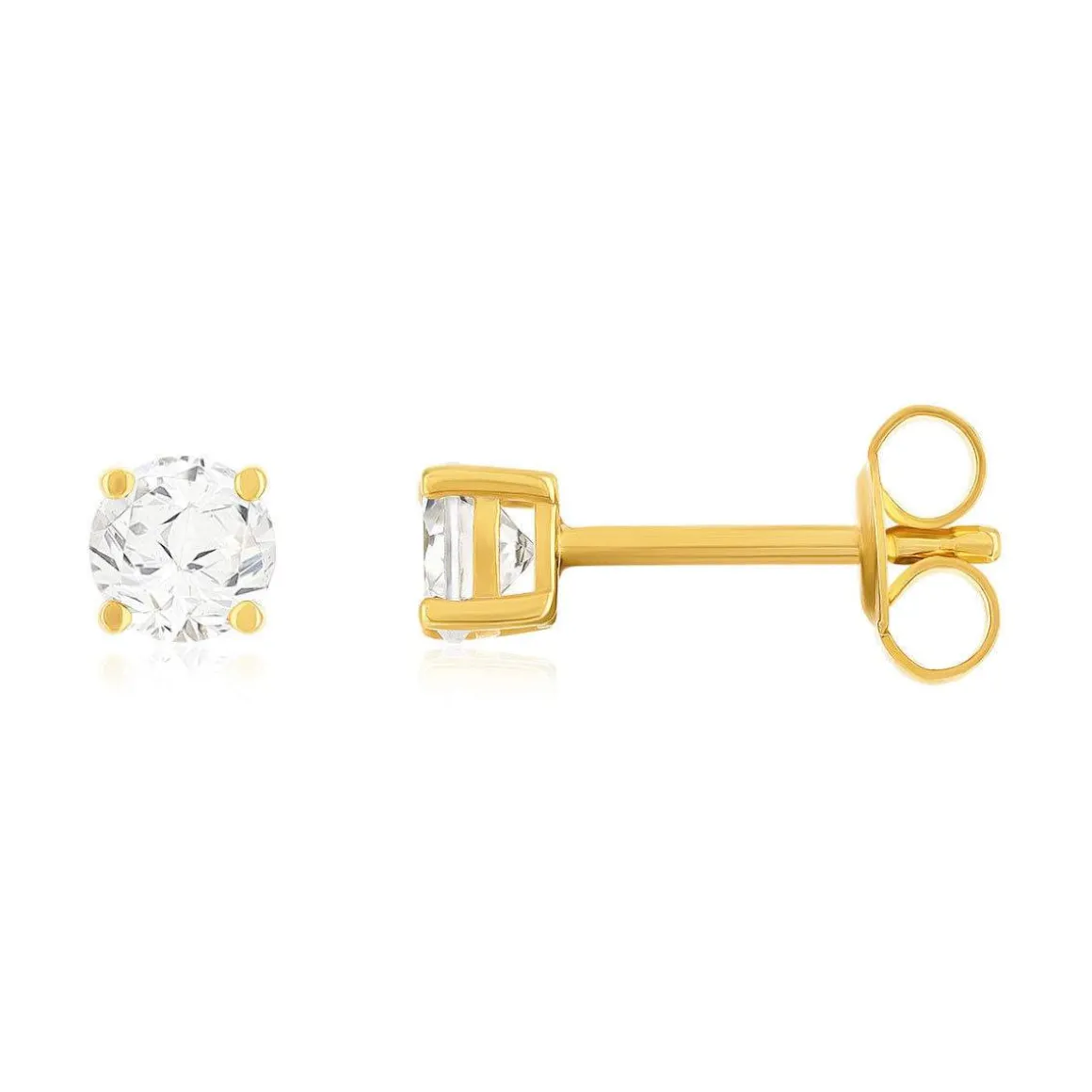 Boucles d'oreilles plaqué or jaune zirconias serti 4 griffes