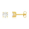 Boucles d'oreilles plaqué or jaune zirconias serti 4 griffes