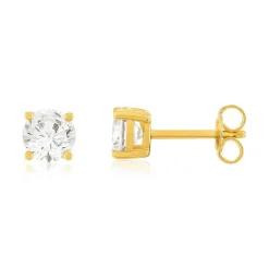Boucles d'oreilles plaqué or jaune zirconias serti 4 griffes