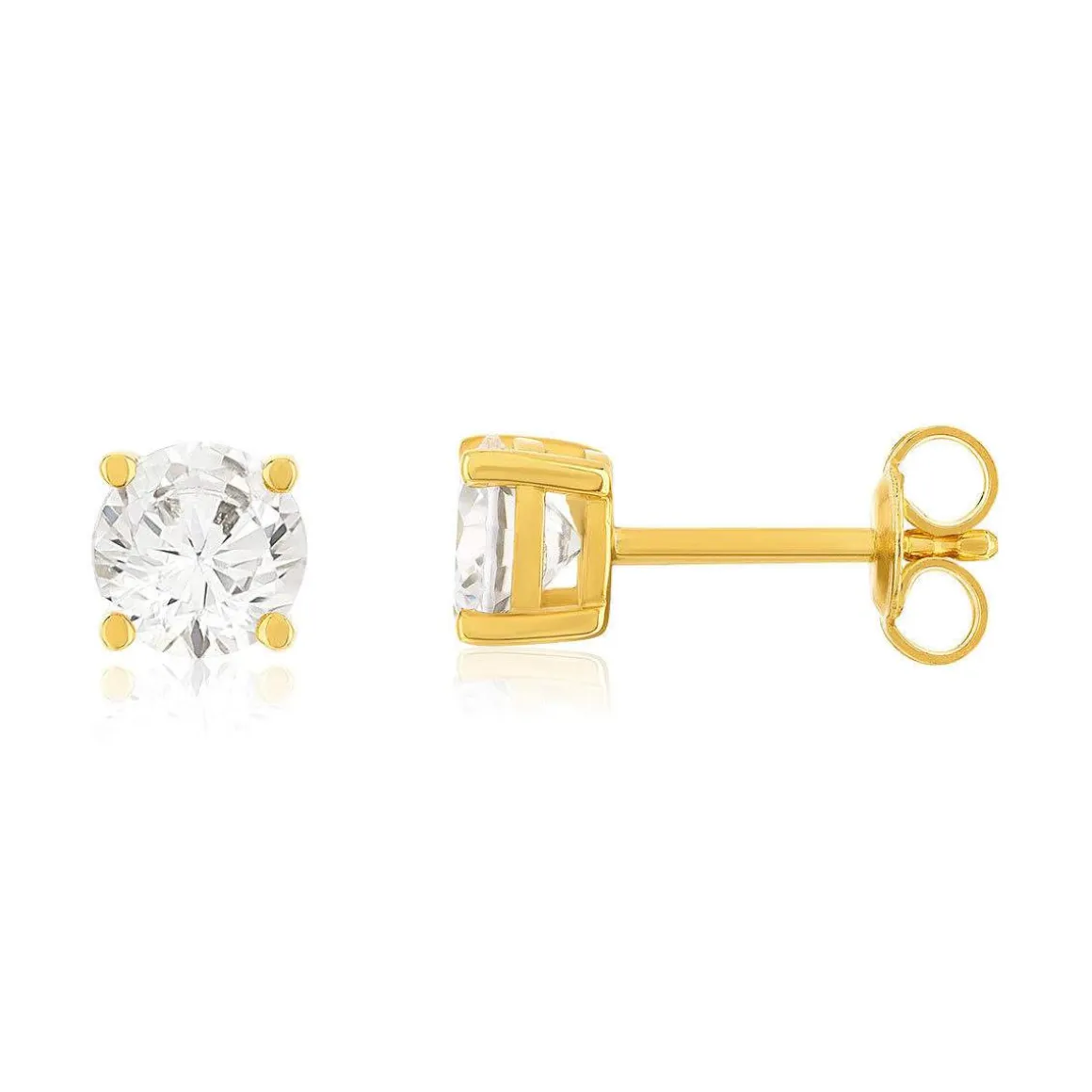 Boucles d'oreilles plaqué or jaune zirconias serti 4 griffes