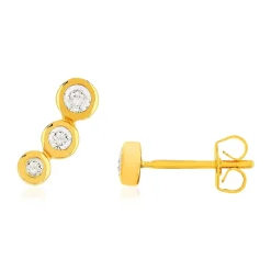 Boucles d'oreilles plaqué or jaune zirconias, 1 clou et 1 contour.