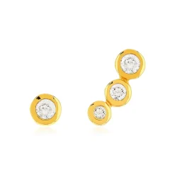 Boucles d'oreilles plaqué or jaune zirconias, 1 clou et 1 contour.
