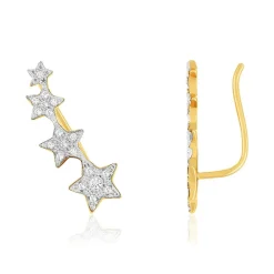 Boucles d'oreilles plaqué or jaune étoiles et zirconias