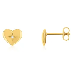 Boucles d'oreilles plaqué or jaune coeur et zirconias