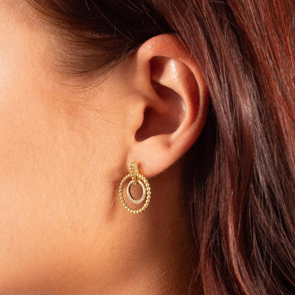 Boucles d'oreilles plaqué or jaune et zirconias