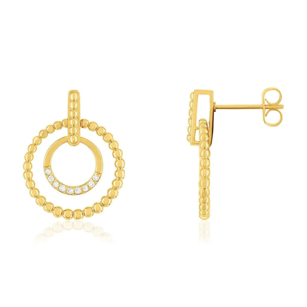 Boucles d'oreilles plaqué or jaune et zirconias