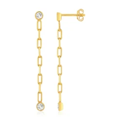 Boucles d'oreilles plaqué or maille trombone zirconias