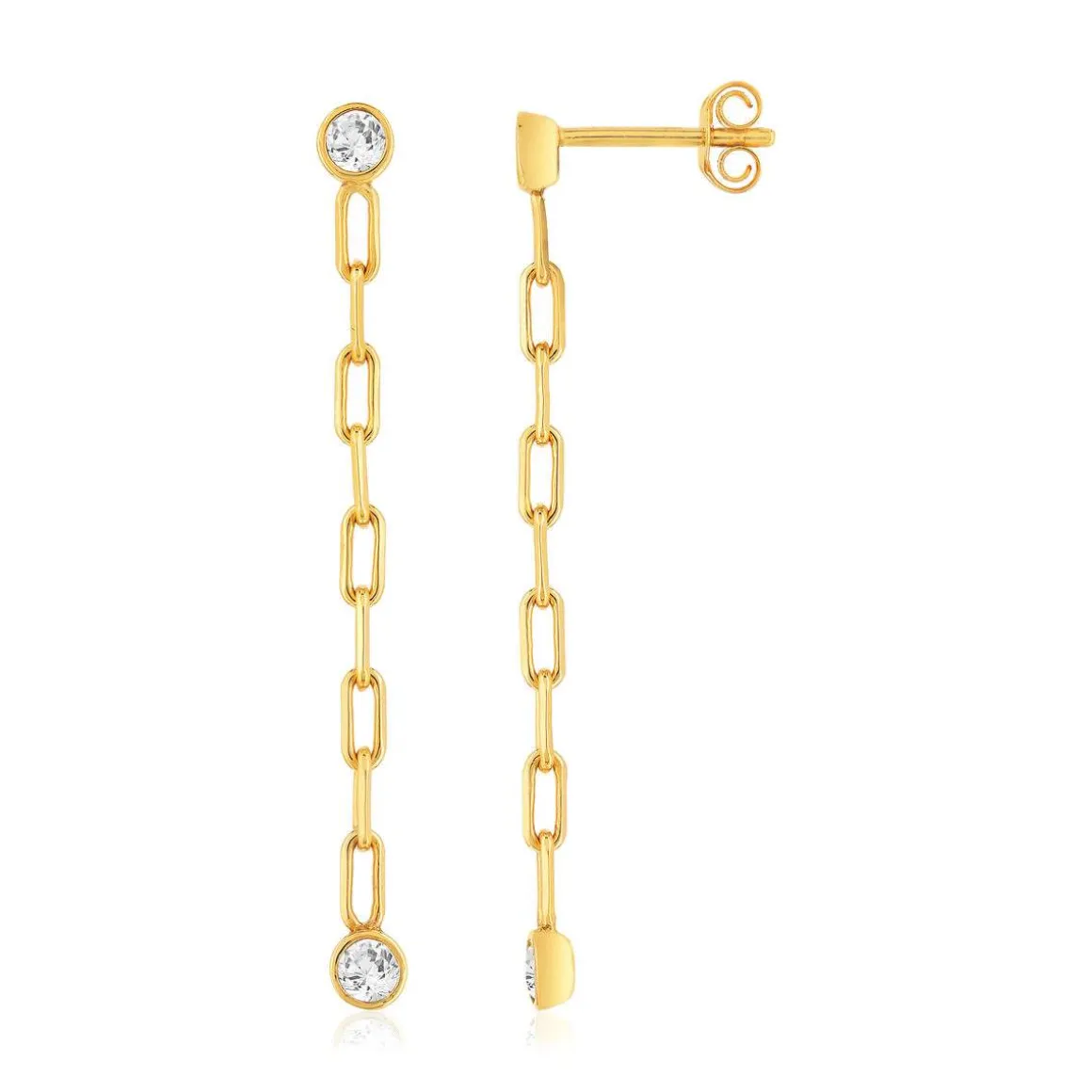 Boucles d'oreilles plaqué or maille trombone zirconias