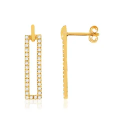 Boucles d'oreilles plaqué or motif rectangle zirconias