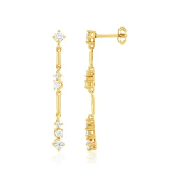 Boucles d'oreilles plaqué or pendants zirconias