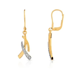 Boucles d'oreilles plaqué or 2 tons dormeuses zirconias