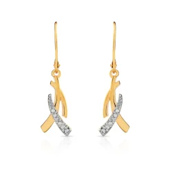 Boucles d'oreilles plaqué or 2 tons dormeuses zirconias