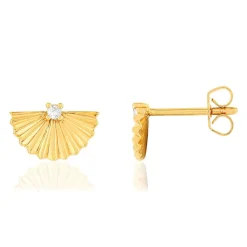 Boucles d'oreilles plaqué or zirconias éventails