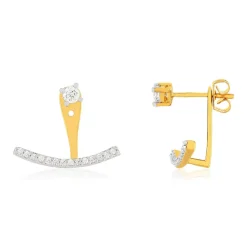 Boucles d'oreilles sous lobe plaqué or 2 tons zirconias.