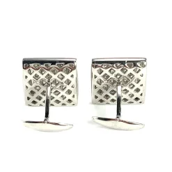 Boutons de manchettes d'occasion or 585 blanc diamant