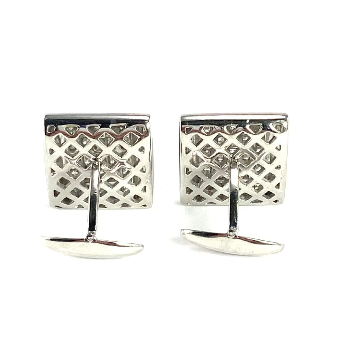 Boutons de manchettes d'occasion or 585 blanc diamant