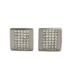 Boutons de manchettes d'occasion or 585 blanc diamant