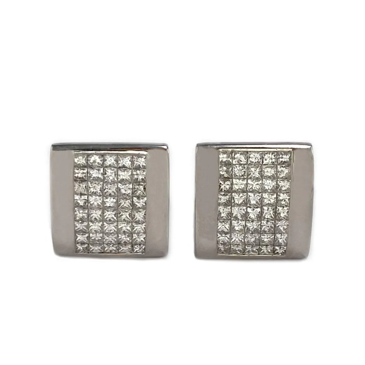 Boutons de manchettes d'occasion or 585 blanc diamant