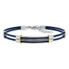 Bracelet acier bicolore bleu câble