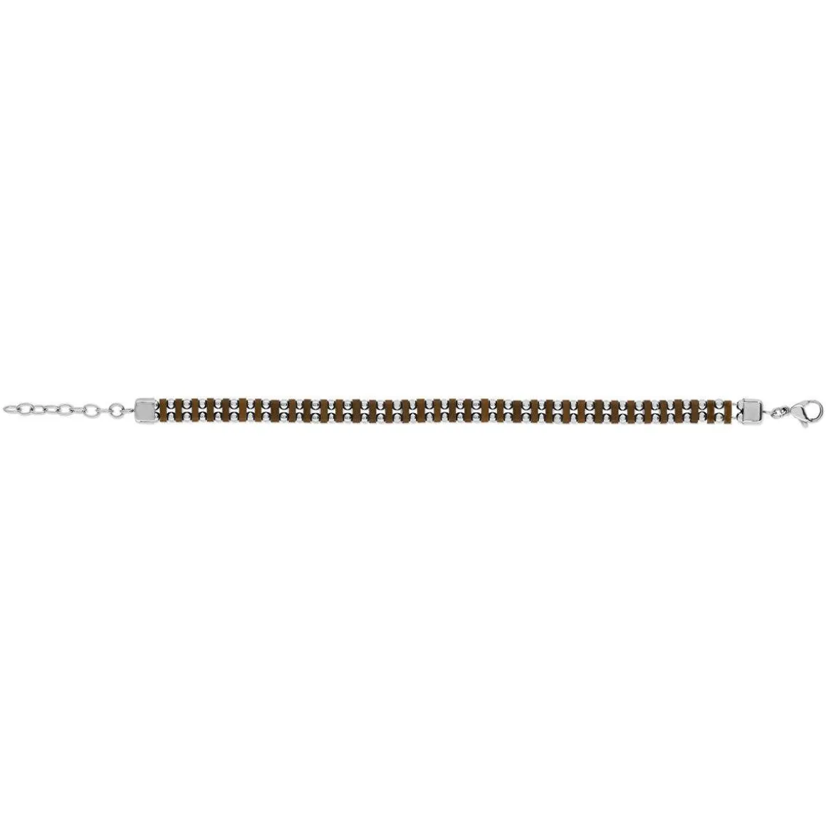 Bracelet acier bicolore marron 22 cm