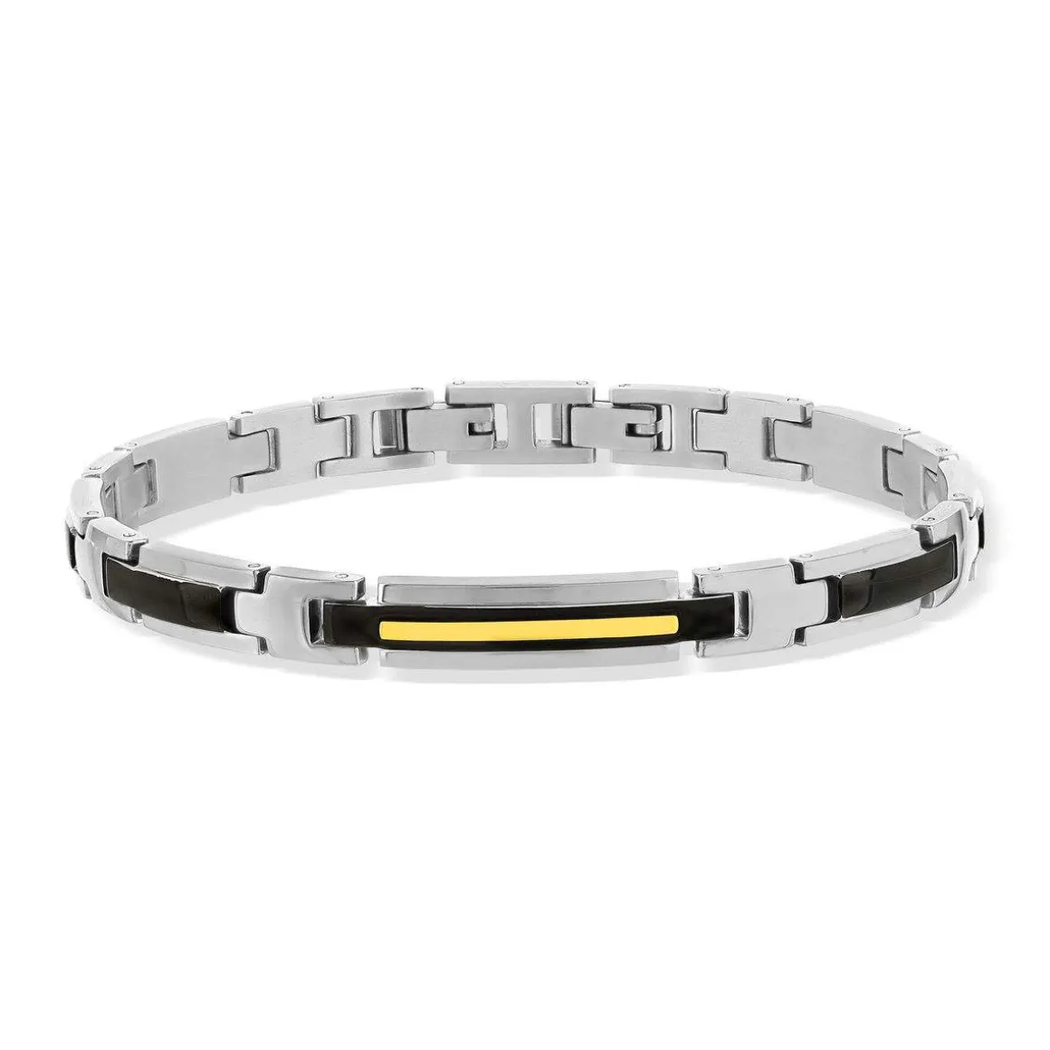 Bracelet acier bicolore noir 21 cm