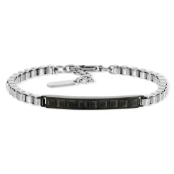 Bracelet acier bicolore noir zirconia noir 21 cm