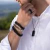 Bracelet acier bicolore noir 21 cm