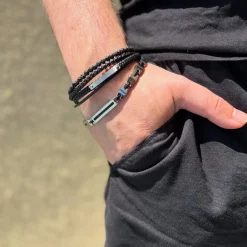 Bracelet acier bicolore noir 21 cm