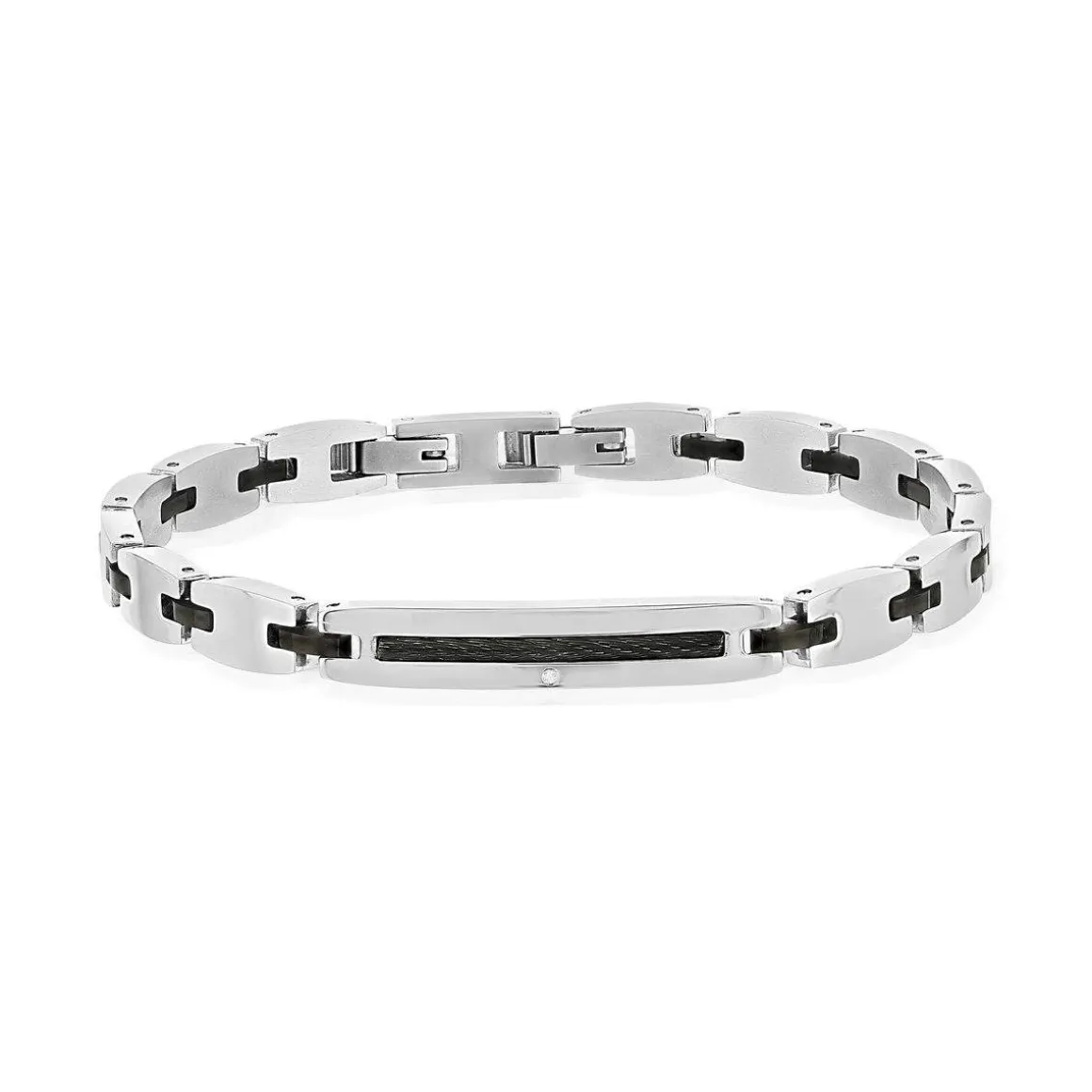 Bracelet acier bicolore noir 21 cm