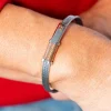 Bracelet acier bicolore rose 23 cm