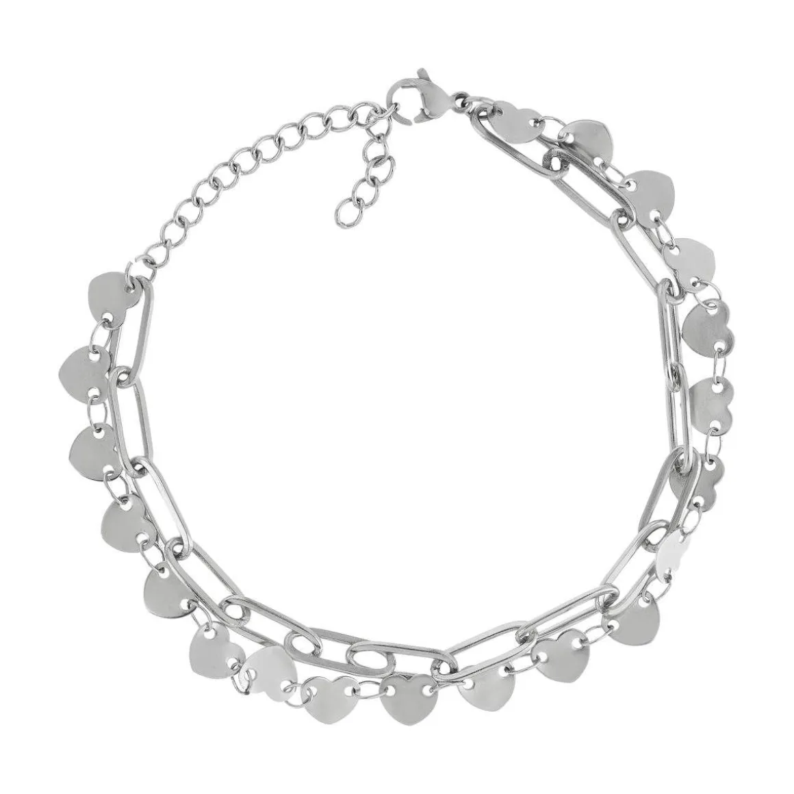 Bracelet acier coeur 22 cm