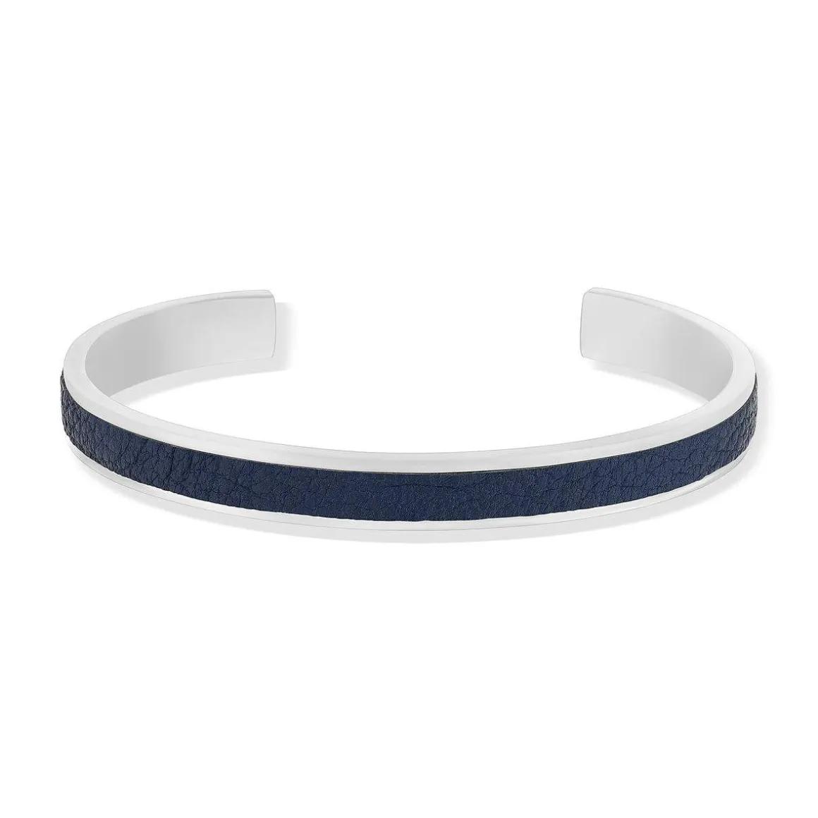 Bracelet acier cuir bleu 19cm