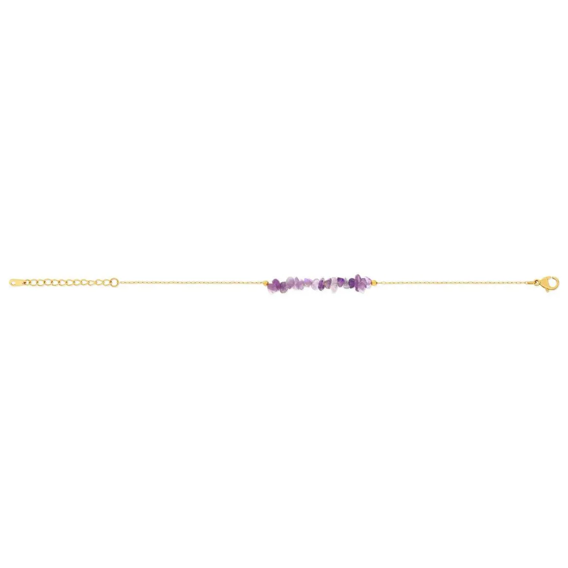 Bracelet acier doré améthystes 20 cm