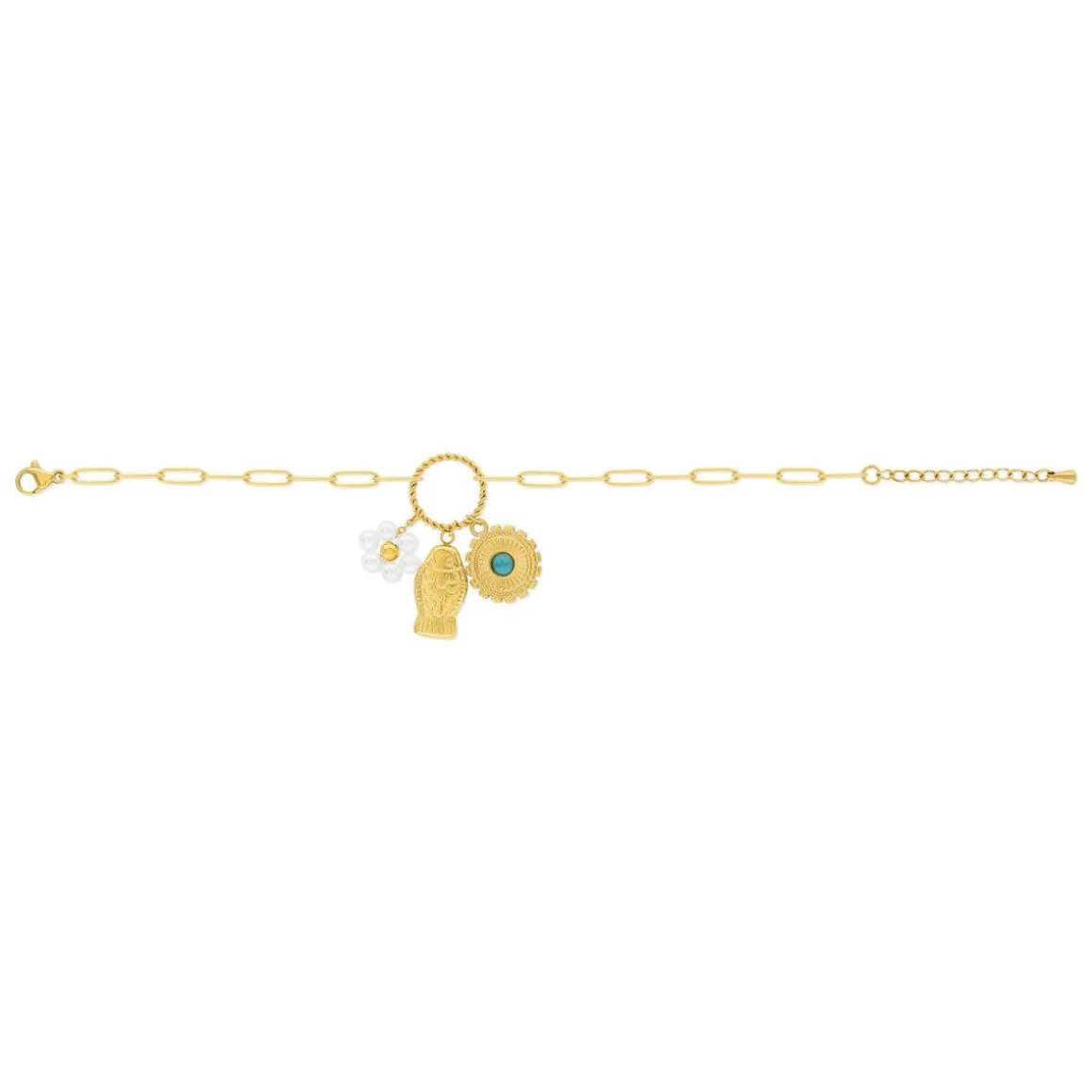 Bracelet acier doré perles