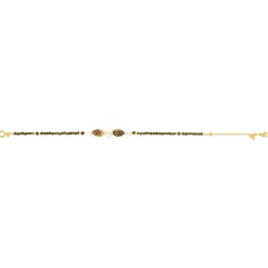 Bracelet acier jaune motifs feuilles pierres naturelles et perles de culture de Chine 18cm