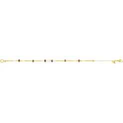 Bracelet acier jaune pierres naturelles et perle de culture de Chine 19cm