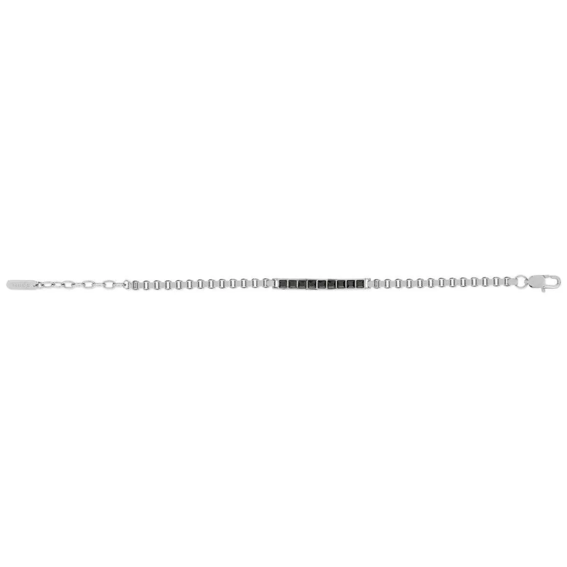 Bracelet acier plaque motif noir