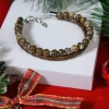 Bracelet agate cuir marron acier