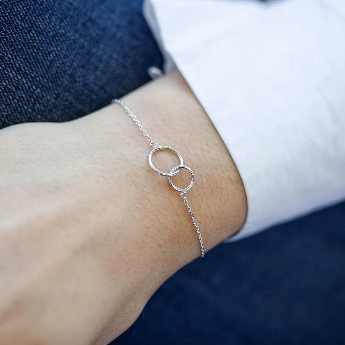 Bracelet argent 925 anneaux entrelacés 18 cm