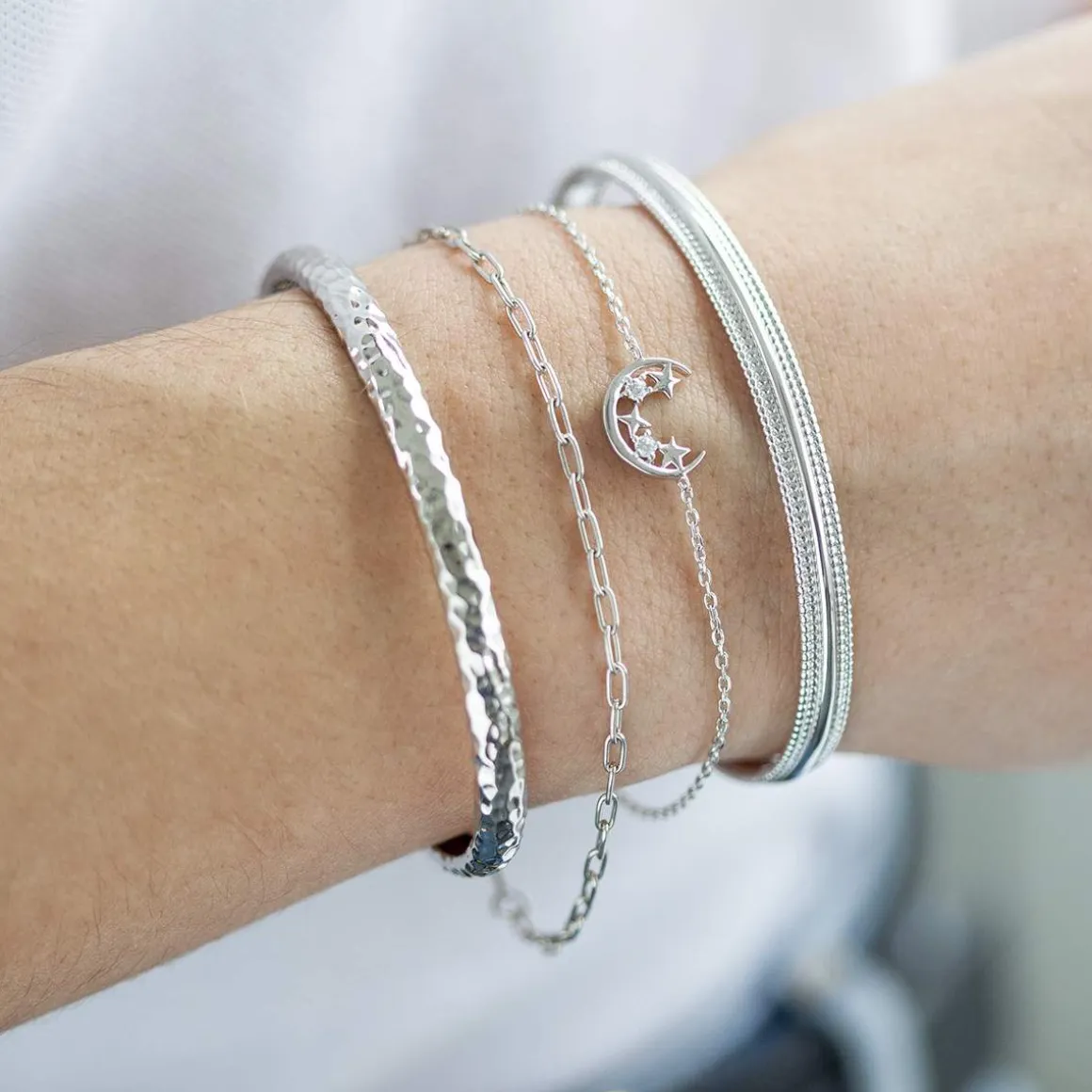 Bracelet argent 925 bord perlé