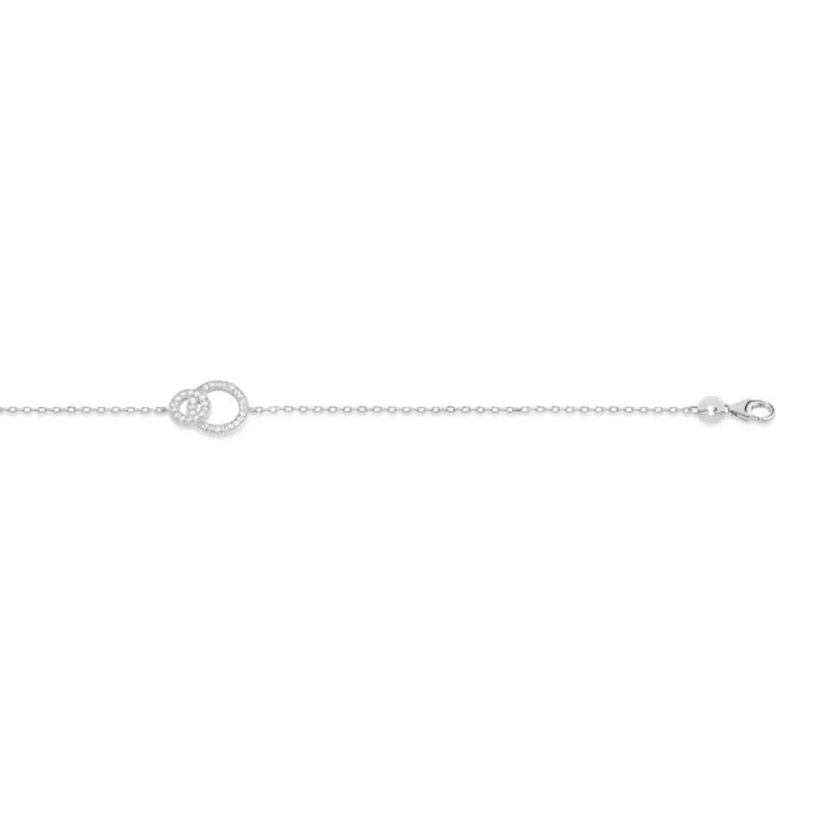 Bracelet argent 925 cercles entrelacés zirconias 18 cm
