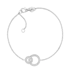Bracelet argent 925 cercles entrelacés zirconias 18 cm