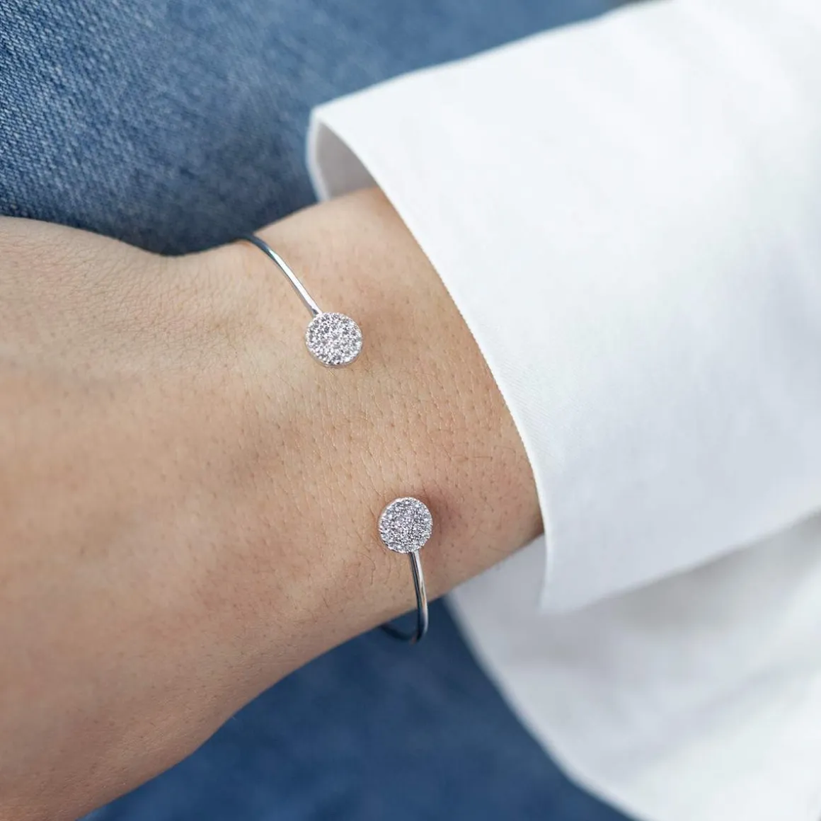 Bracelet argent 925 cercles zirconias 56 mm