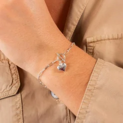 Bracelet argent 925 coeur 18,5cm